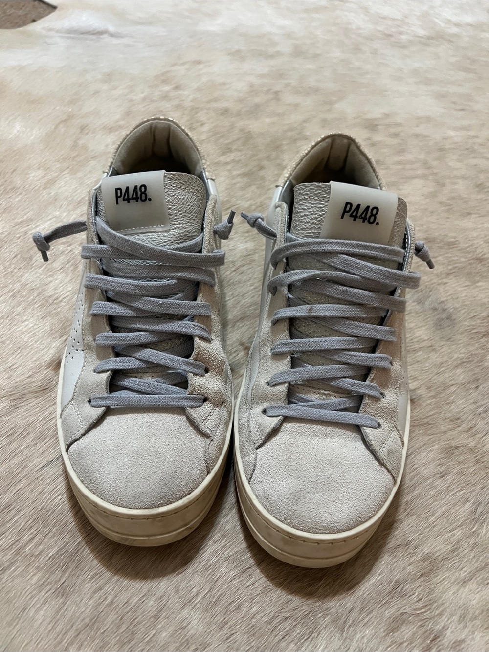 P448 Women’s Suede Low-Top Sneakers in Light Gray